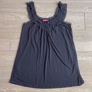 Say What Gray Lace Strap Tank Top - M